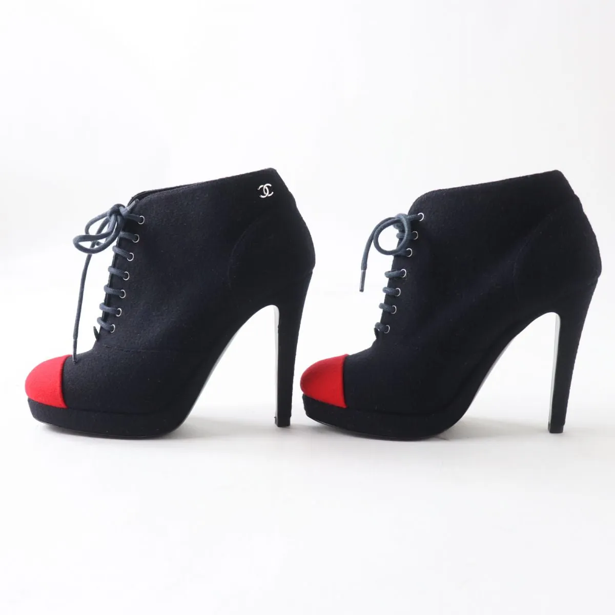 Rockies Boots Chanel COCO Mark Bicolor Wool Booties