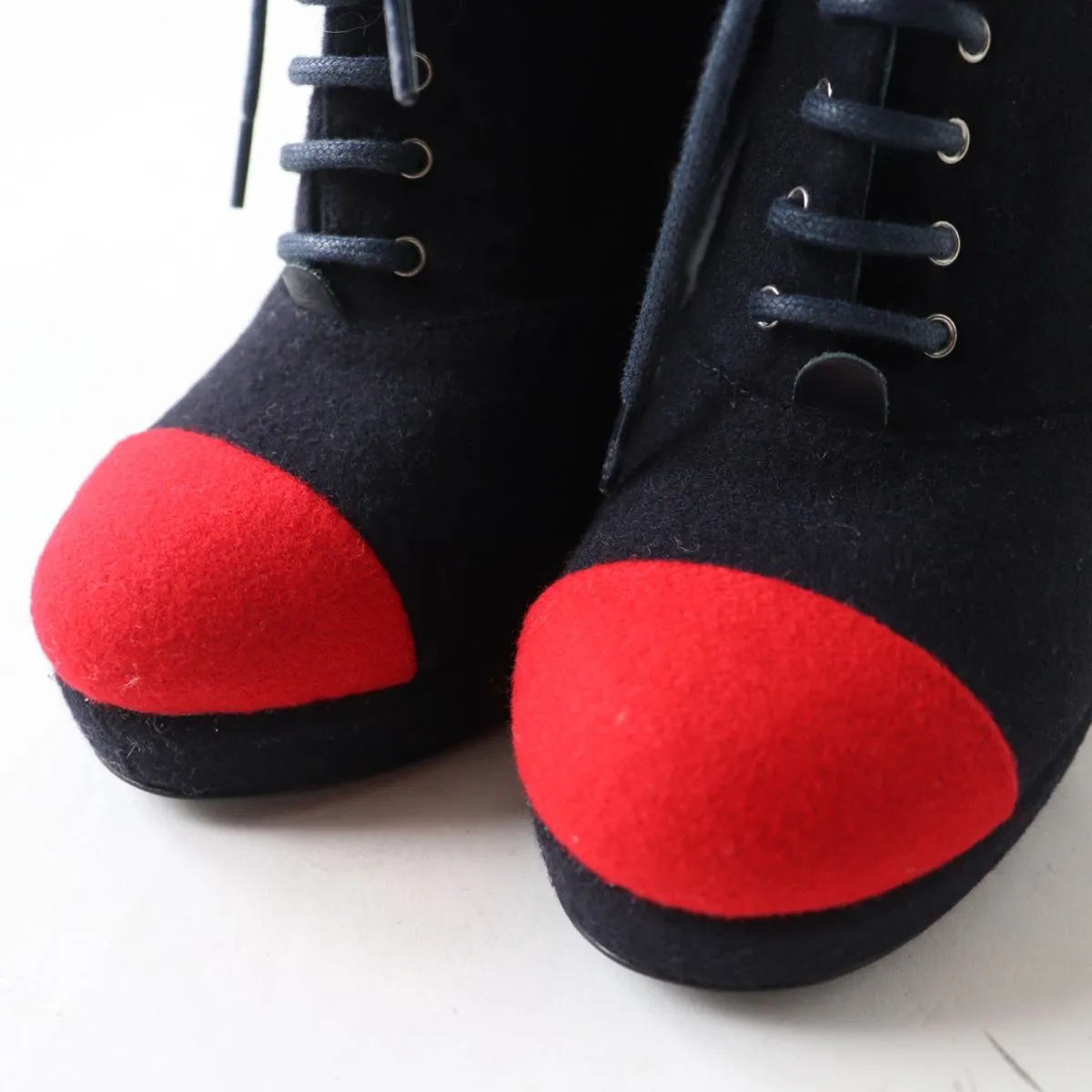 Most Comfortable Steel Toe Boots Chanel COCO Mark Bicolor Wool Booties