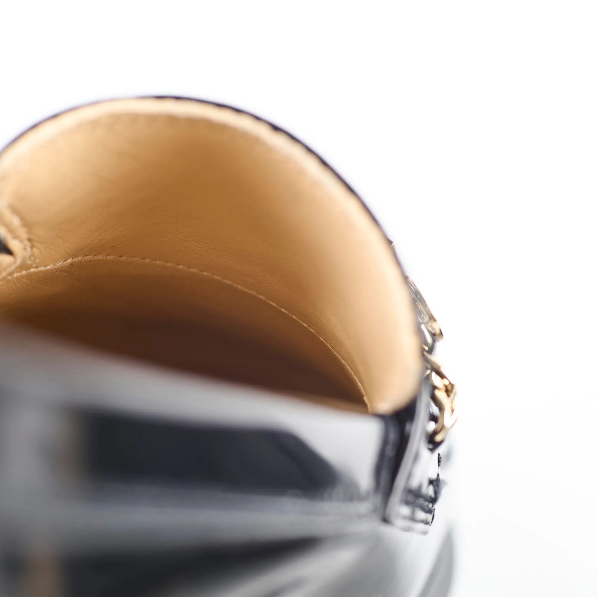 Casual Leather Loafers Chanel Patent Loafers Black Size 41C