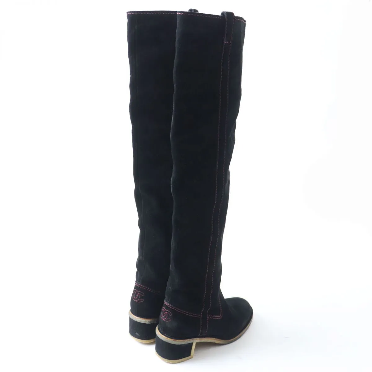 Pajar Winter Boots Chanel Suede Leather Long Boots, Black, Size 36