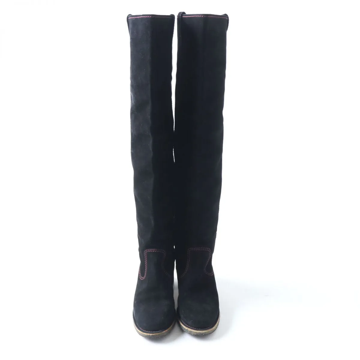 Chanel Suede Leather Long Boots, Black, Size 36 Skull Boots