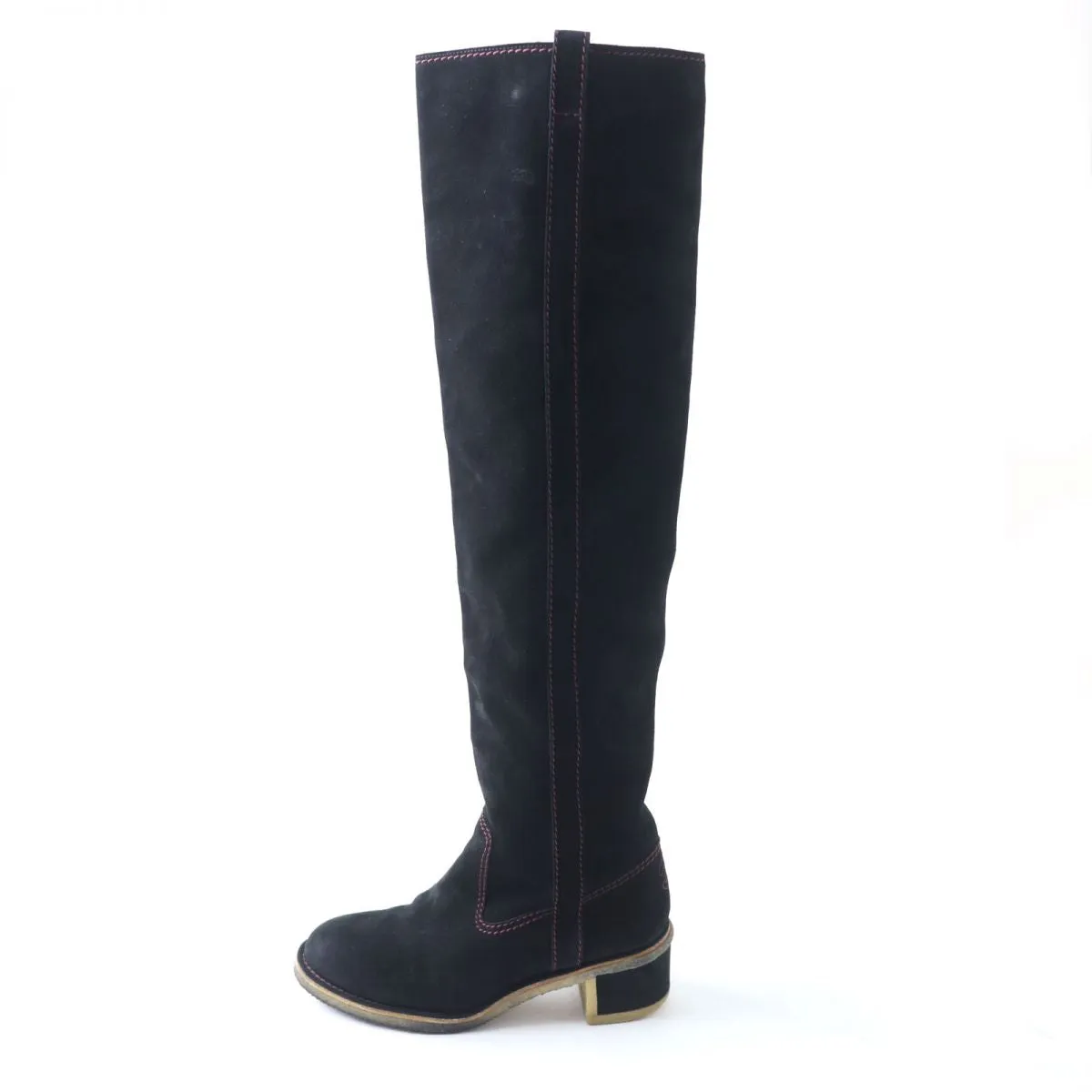 Chanel Suede Leather Long Boots, Black, Size 36 Steel Toe Cowgirl Boots