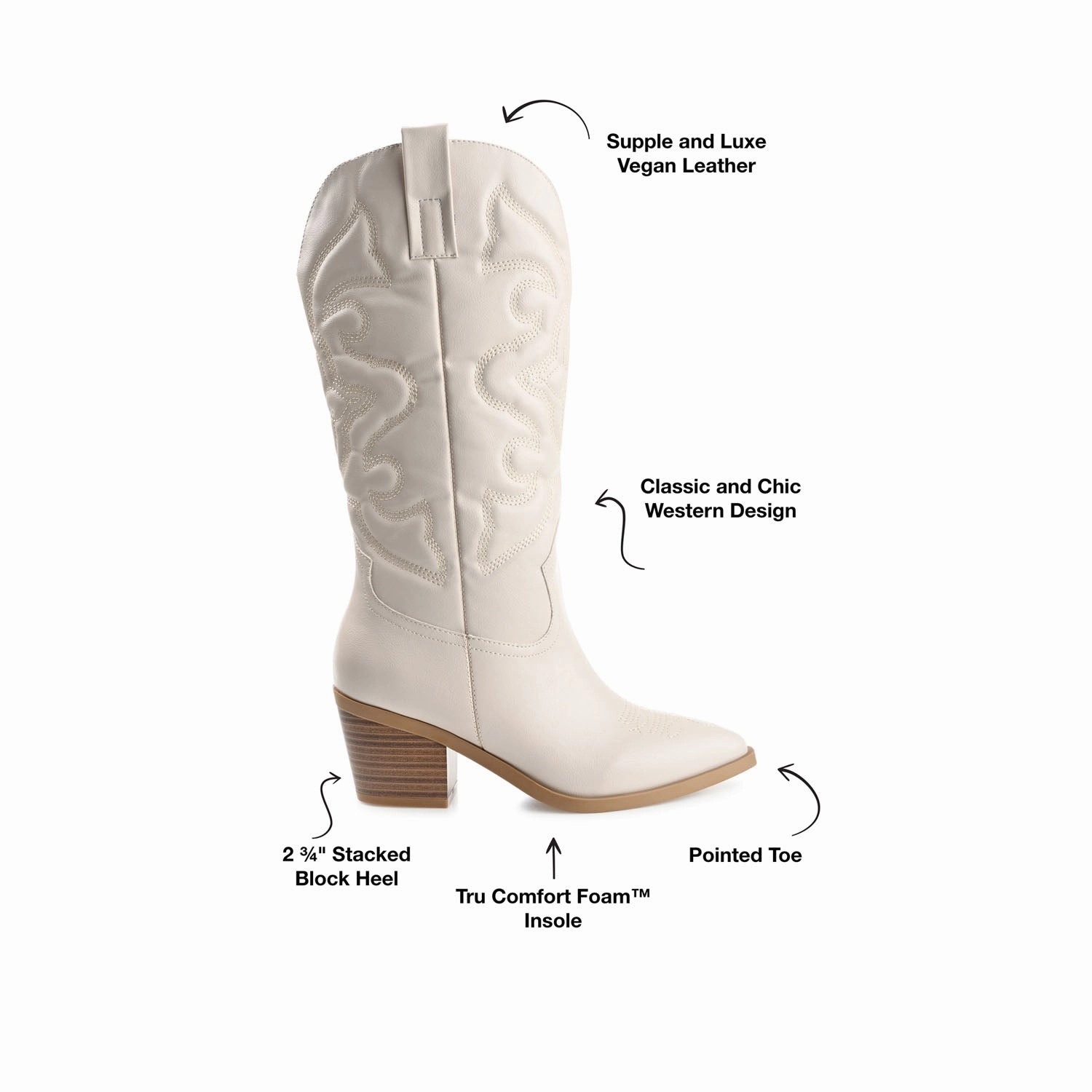 CHANTRY COWGIRL VEGAN LEATHER BOOTS IN WIDE CALF Platform High Heel Boots