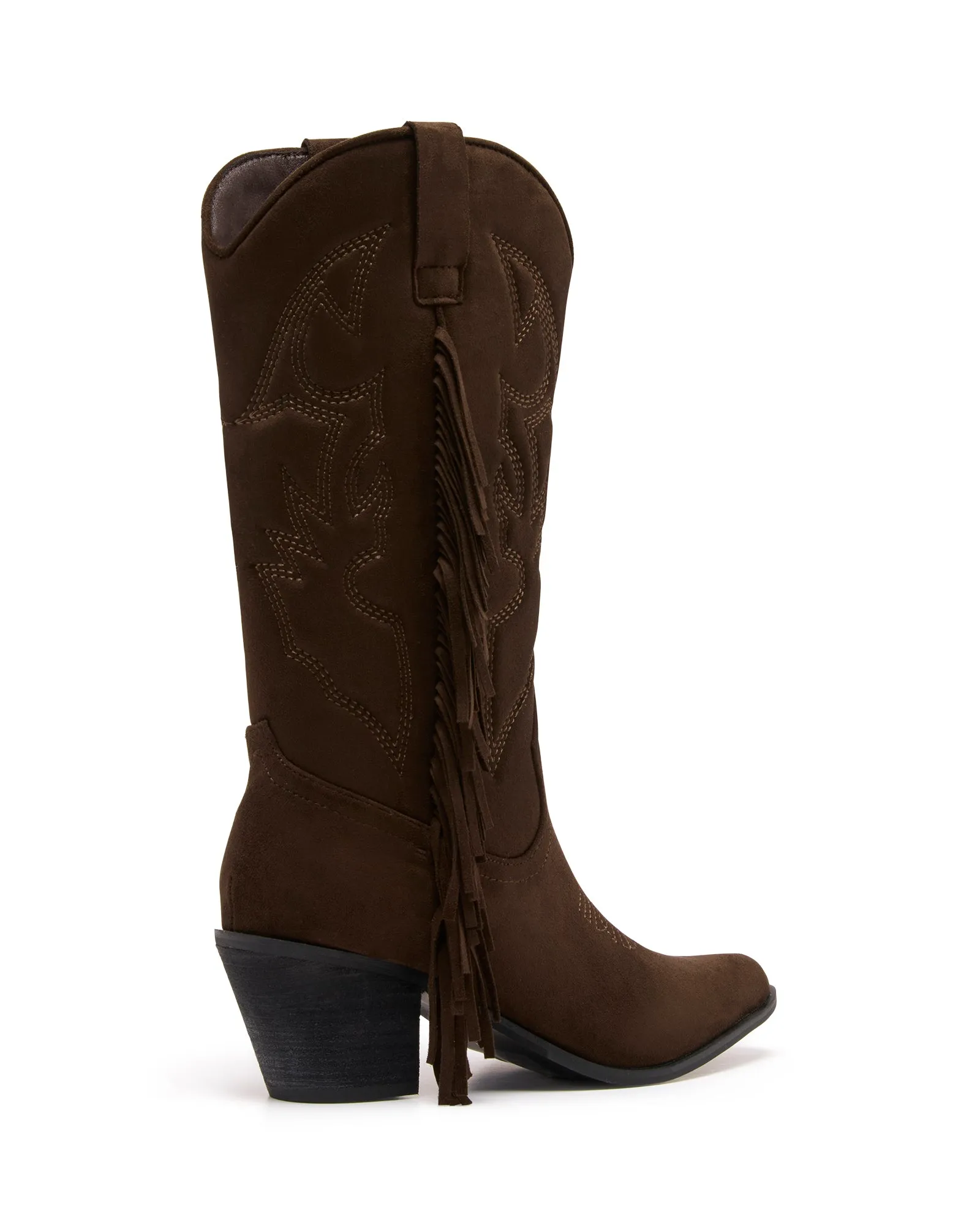 Chaos Western Boot Chocolate Microsuede Stripper Boots