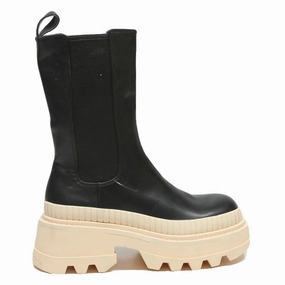 CHARLES & KEITH Womens Black Leather Ankle Boots UK 3 Chunky Chelsea Style Where To Buy Boots