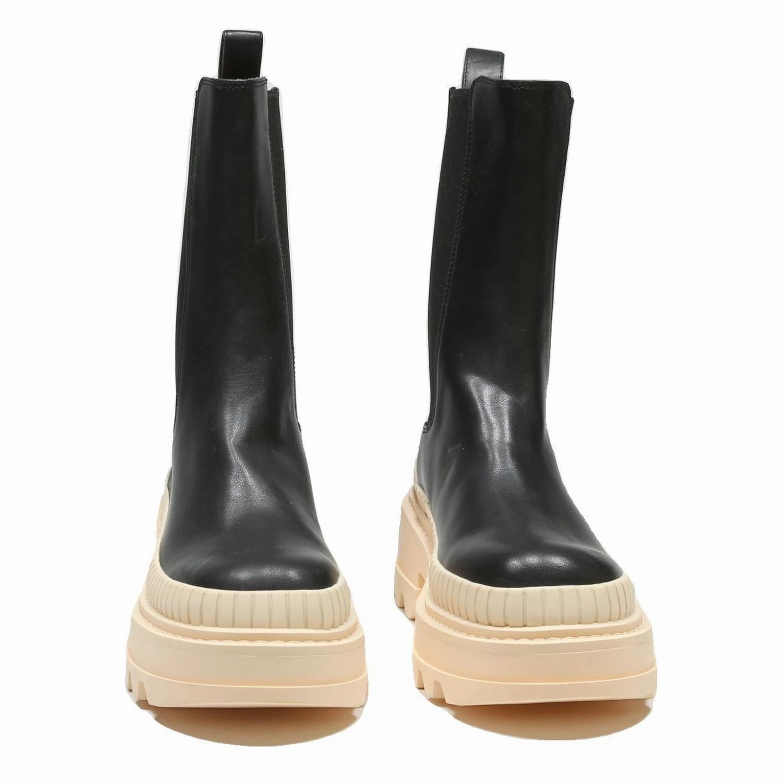 Doc Martens Boots Men CHARLES & KEITH Womens Black Leather Chunky Platform Chelsea Boots UK 3 Stylish