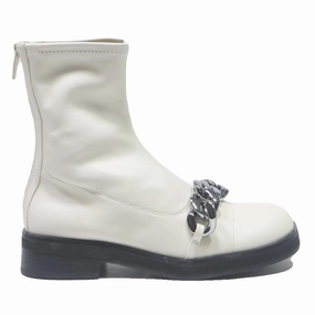 Boots In Wide Sizes CHARLES & KEITH Womens Chelsea Boots White Leather UK 3 Stylish Zip Back Silver
