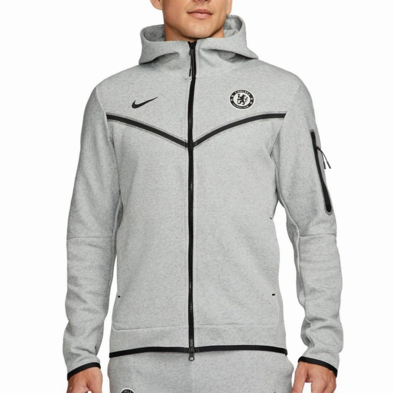 Pictures Of Boots Chelsea FC grey Tech Fleece presentation jacket 2023/24 - Nike