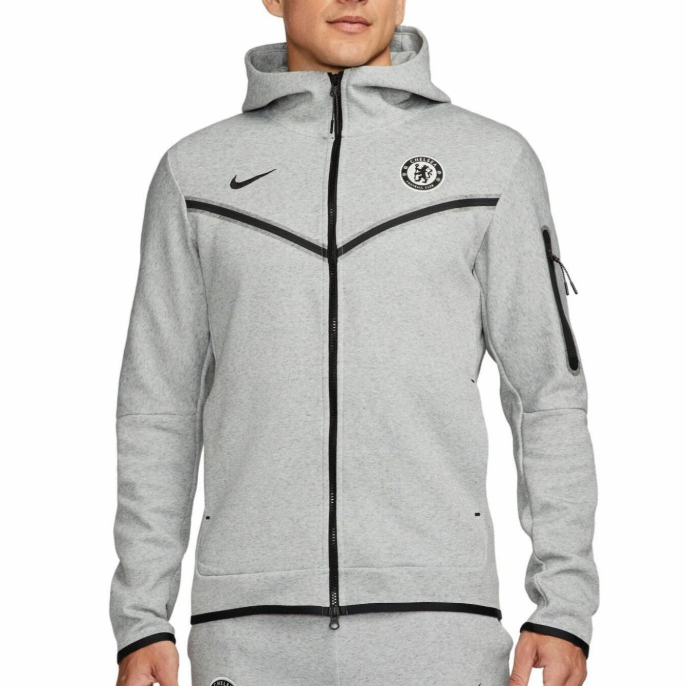 Engineer Boots Chelsea FC grey Tech Fleece presentation tracksuit 2023/24 - Nike