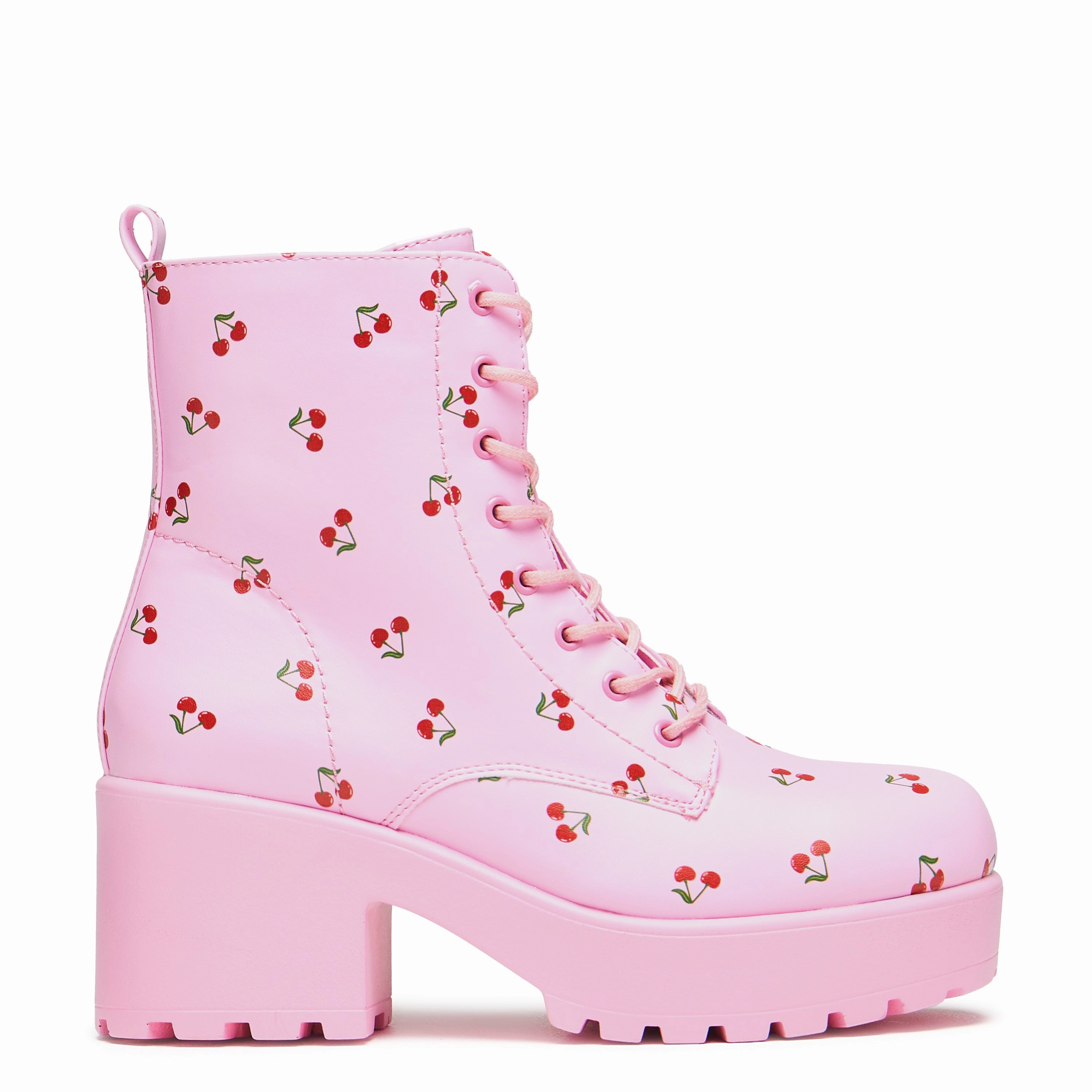 Designer Platform Ankle Boots Cherry Passion Platform Boots - Baby Pink