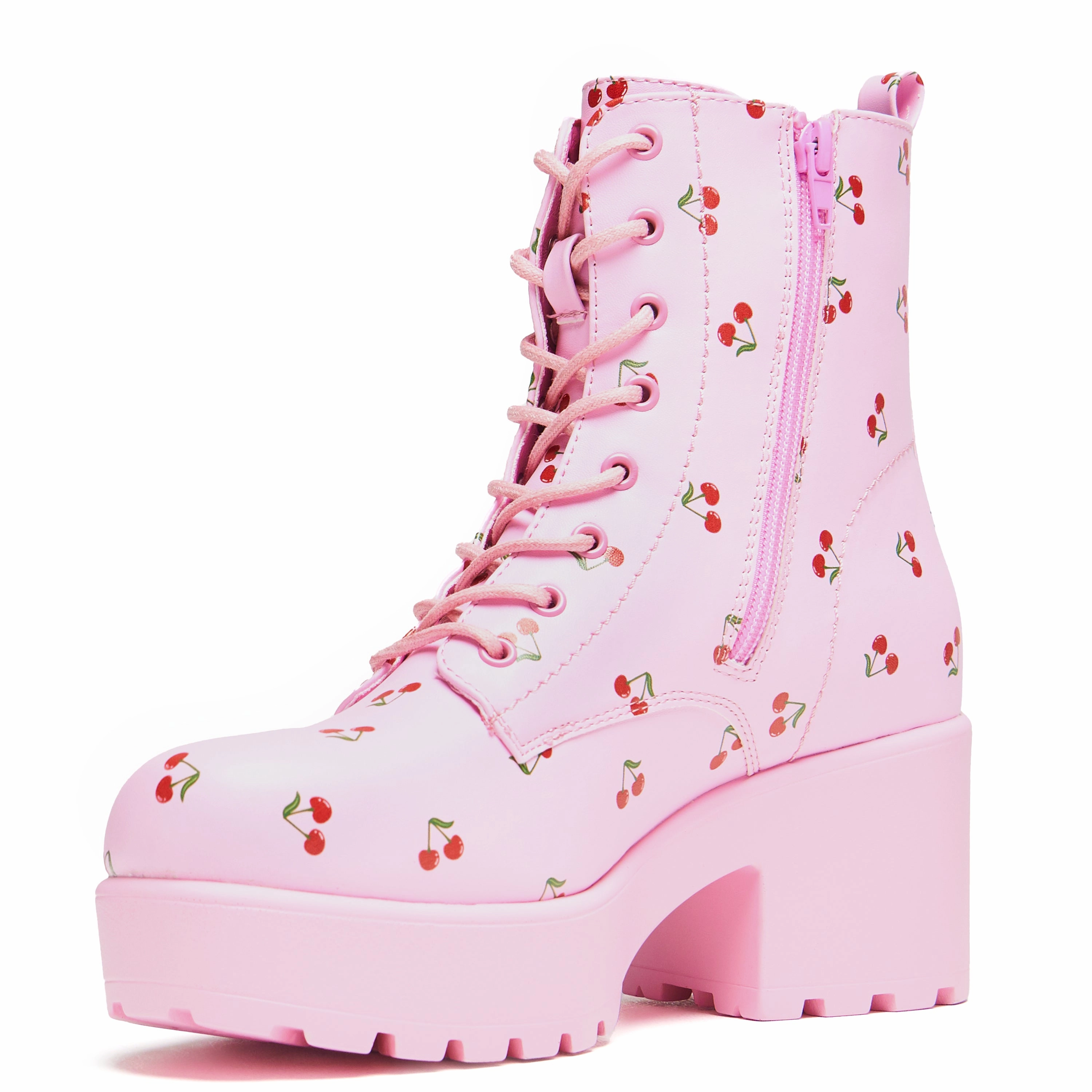 Ankle Boots Dress Outfit Cherry Passion Platform Boots - Baby Pink