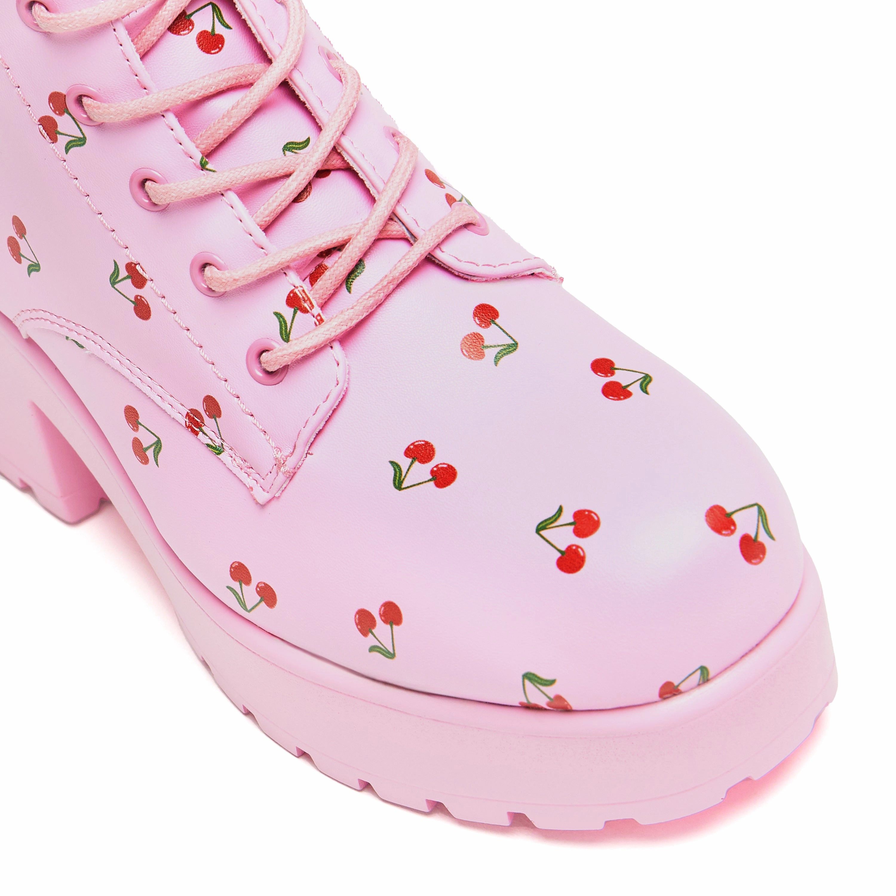 Flat Ankle Boots Suede Cherry Passion Platform Boots - Baby Pink