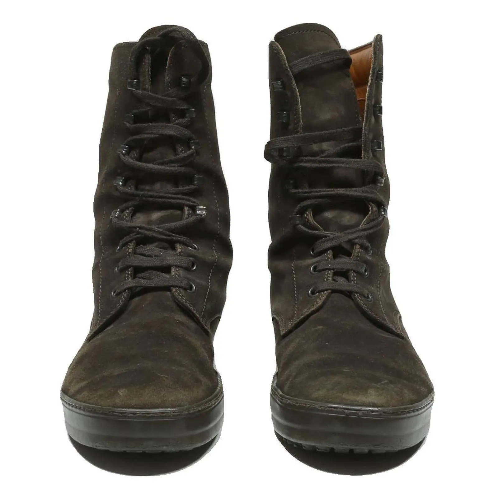 TODS Mens Ankle Boots Dark Brown Leather UK 8.5 Lace-Up Footwear Ankle Boots Black Flat