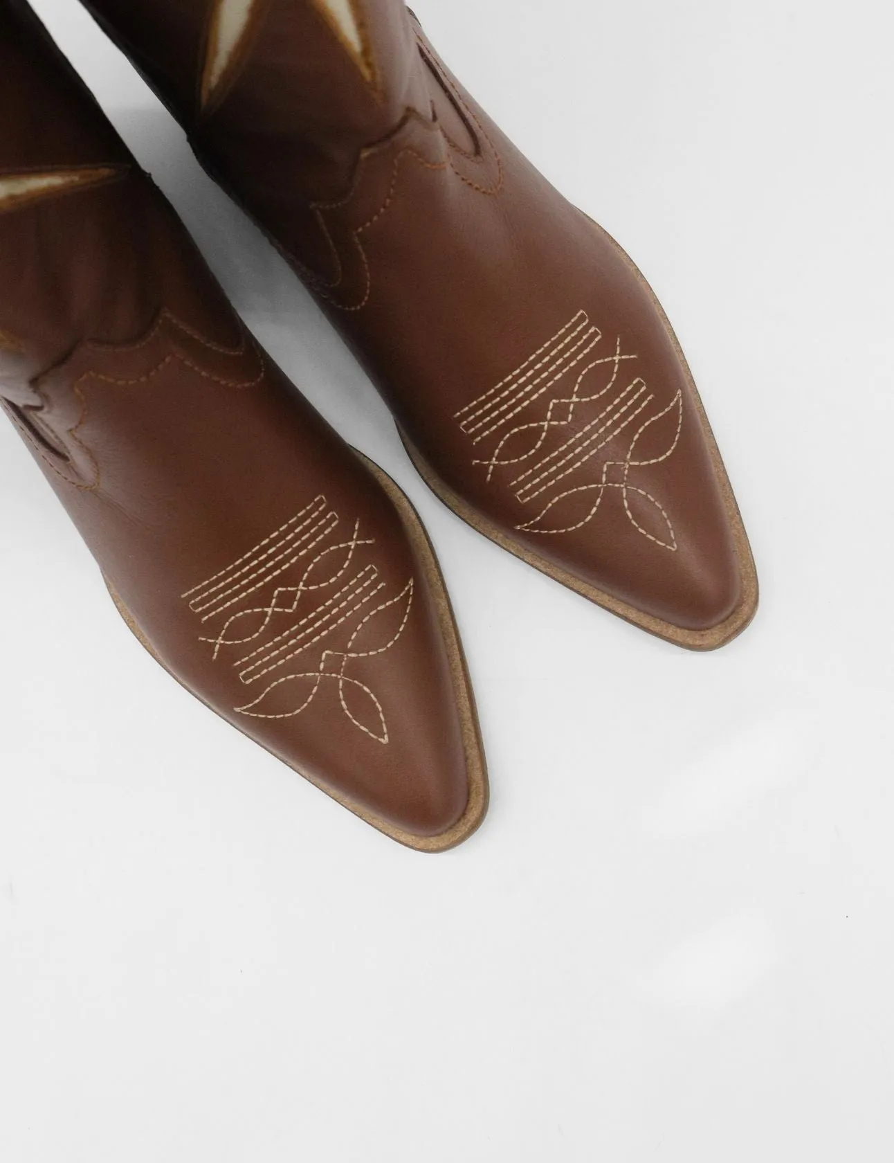 Inexpensive Rain Boots Moonrise western cowboy boots in brown cognac leather women's shoes