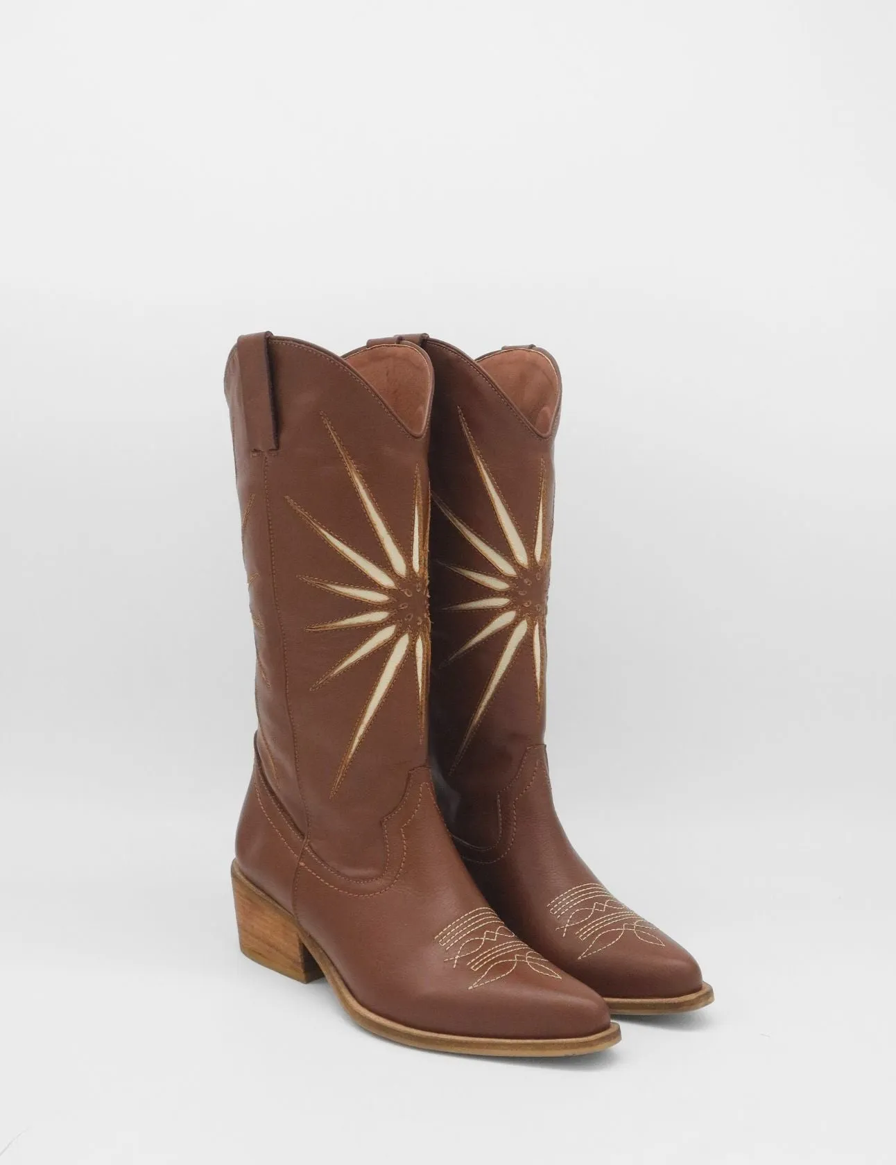 Low Cut Cowboy Boots Moonrise western cowboy boots in brown cognac leather women's shoes