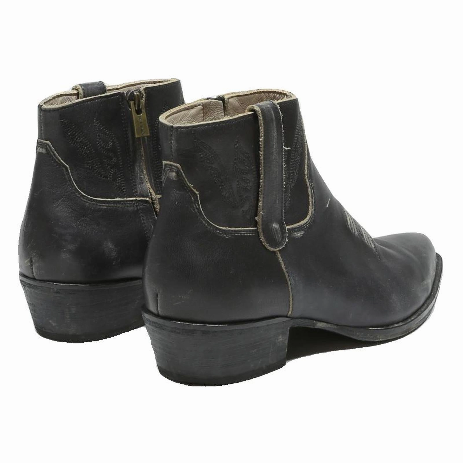 ANINE BING Womens Leather Ankle Boots Black UK 7 Stylish Western Design Thalia Sodi Ankle Boots