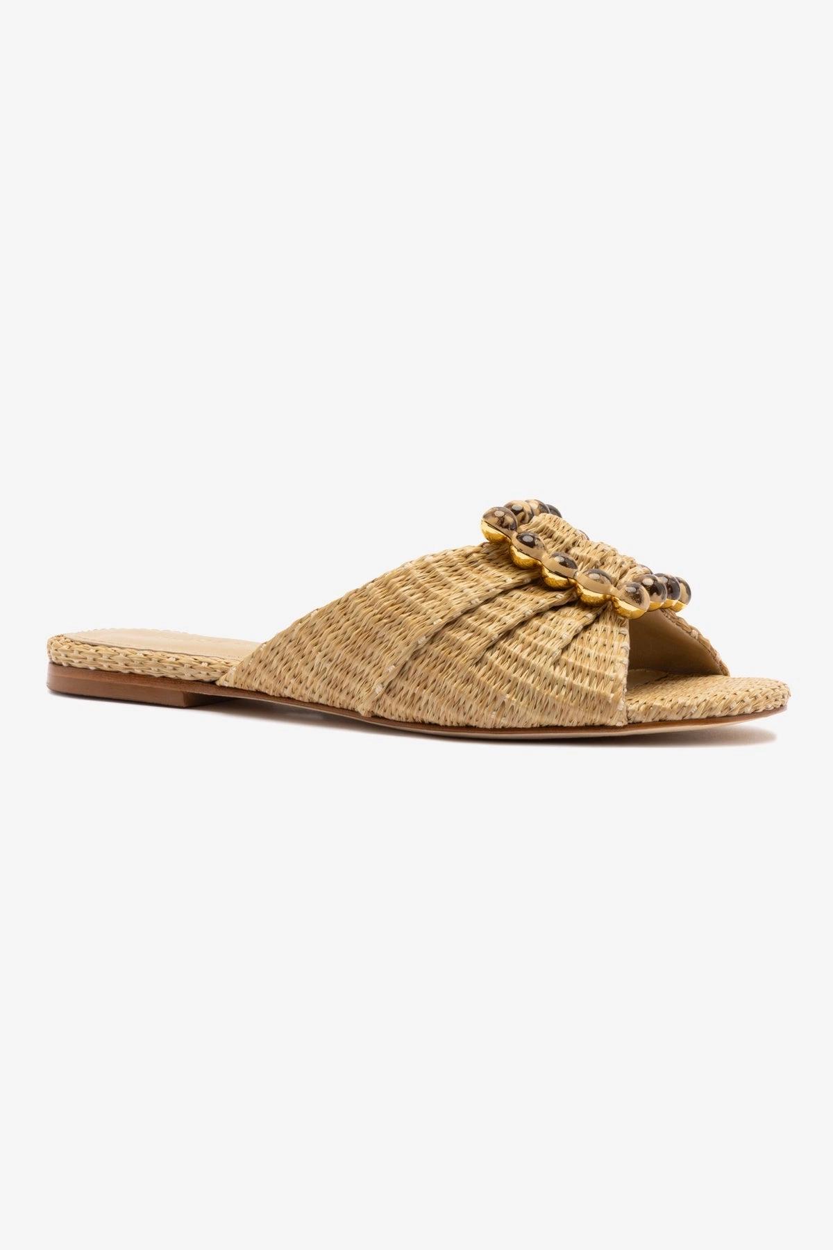 Chloe Gosselin by Larroud Nova Flat In Natural Raffia Flat Wedge Heel Shoes