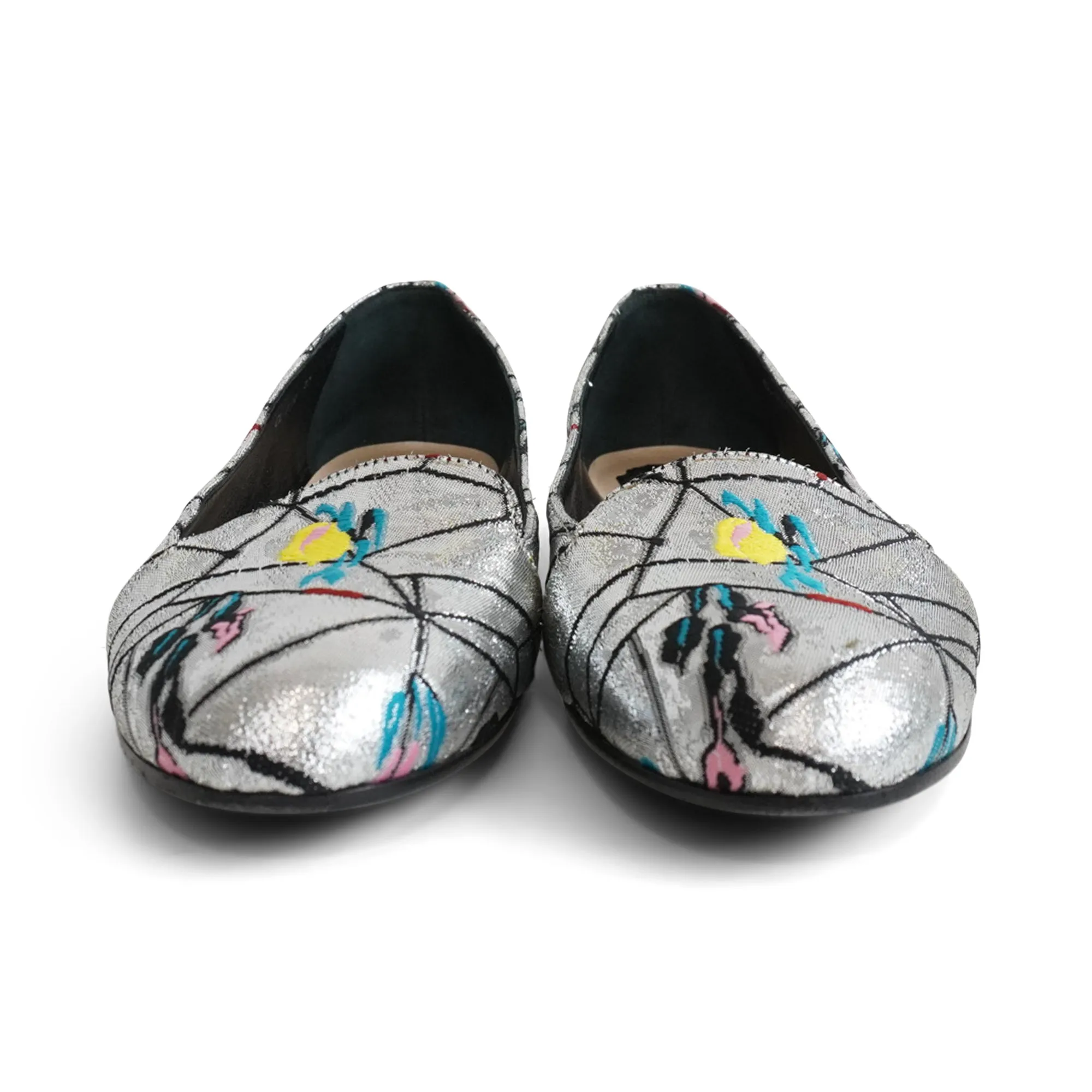 Cheap Running Shoes Christian Dior Silver Brocade Flats - Women's 37