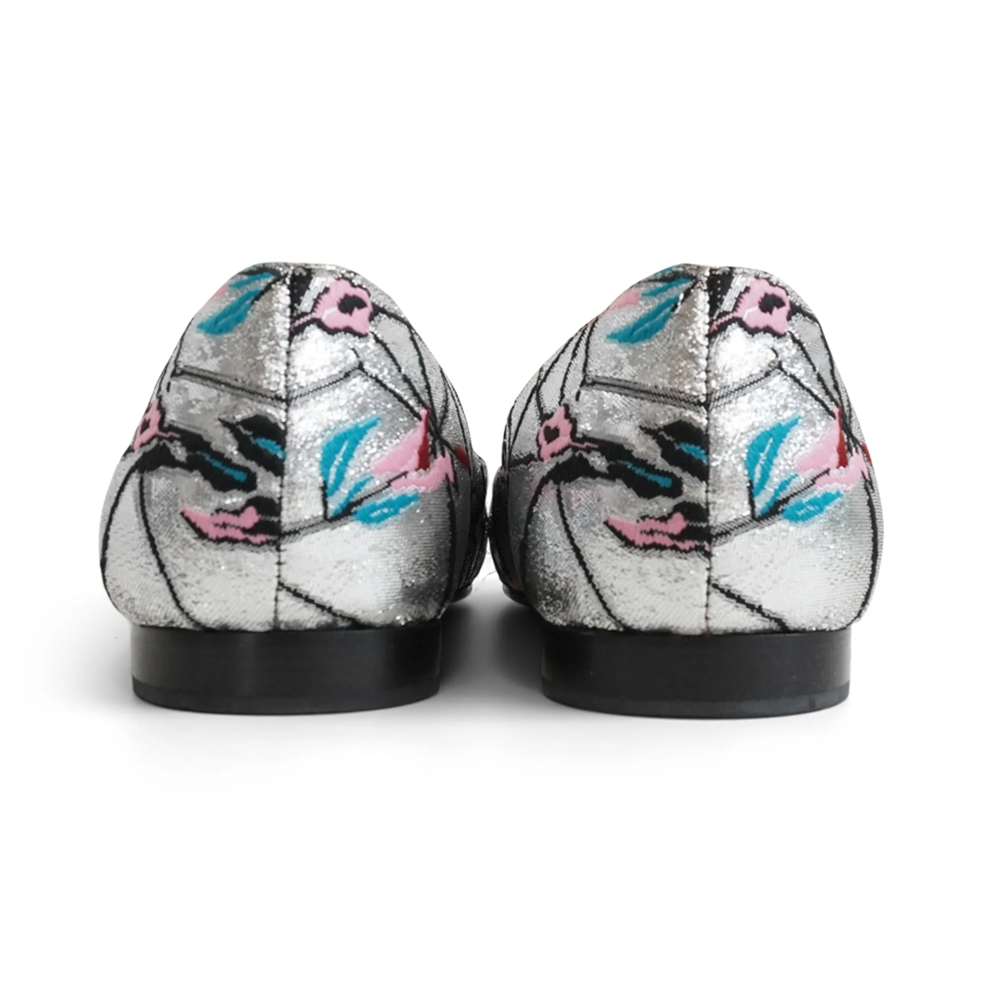 Flat Shoes With Dress Christian Dior Silver Brocade Flats - Women's 37