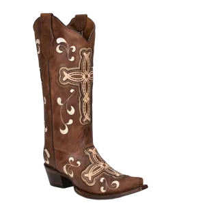 Trekking Boots Winter Circle G By Corral Ladies Cross Overlay Embroidered Brown Boots L5894
