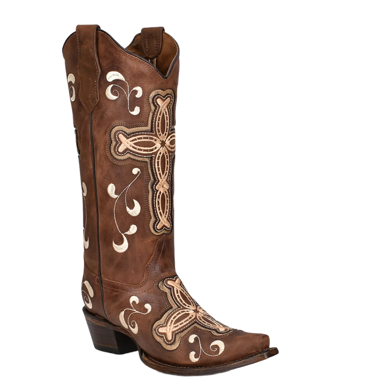 Circle G By Corral Ladies Cross Overlay Embroidered Brown Boots L5894 J&h Boots