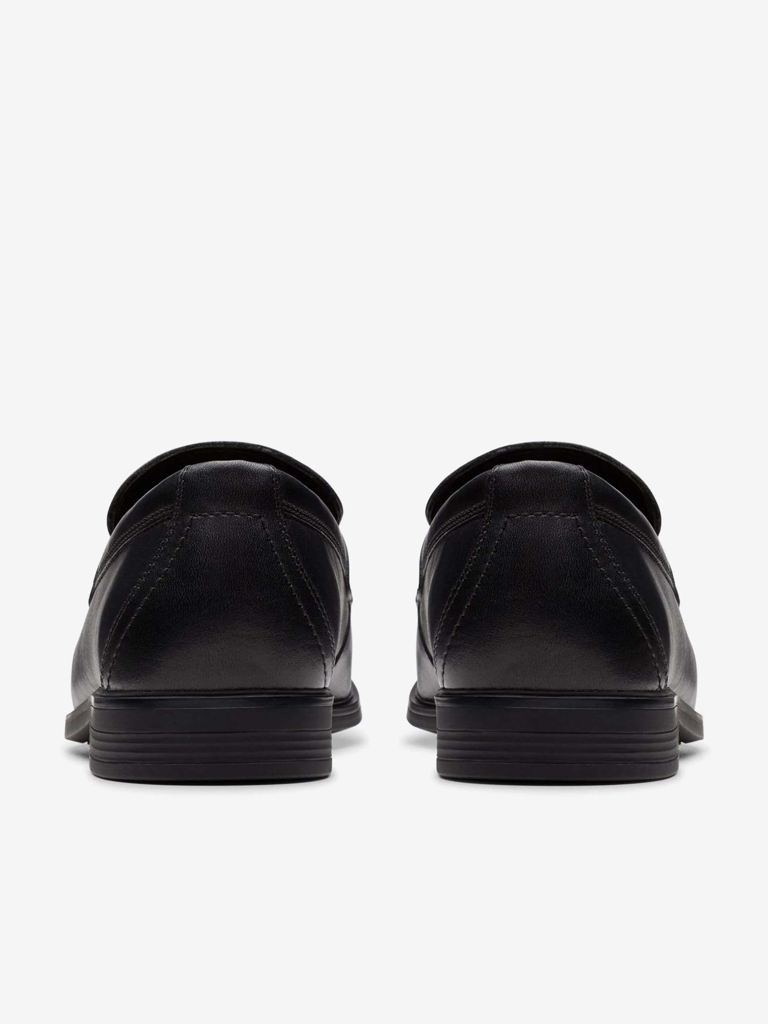 Clarks Boys Leather Jonwin Craft Shoes in Black Loafers Socks