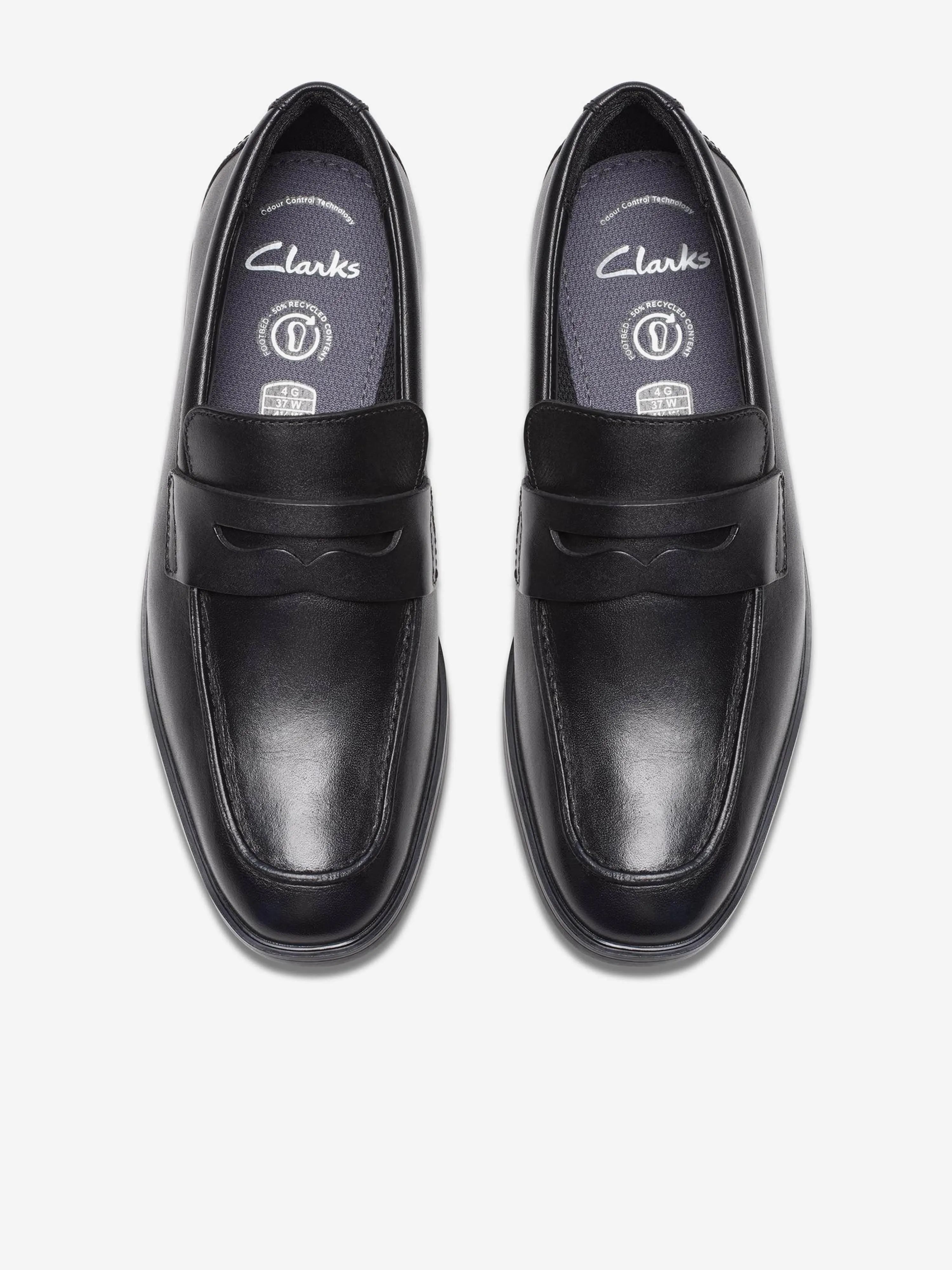 Clarks Boys Leather Jonwin Craft Shoes in Black Slip-ons And Loafers