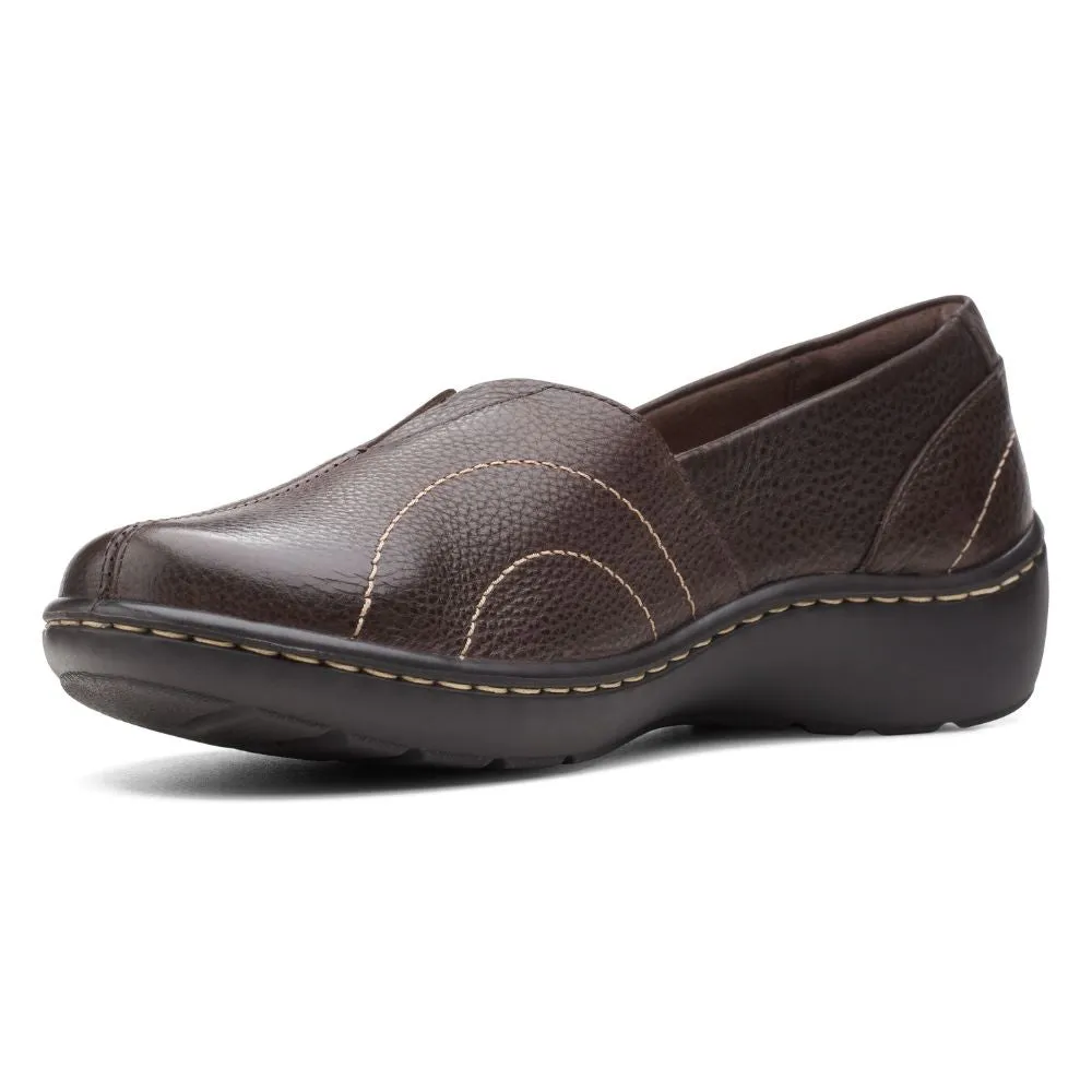 Best Slip On Shoes For Arch Support Clarks Cora Meadow Dark Brown Leather Shoe (Women's)