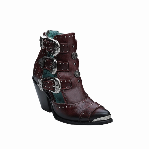 Dance Boots Corral Ladies Red Straps & Studs Pointed Toe Leather Booties Z2029