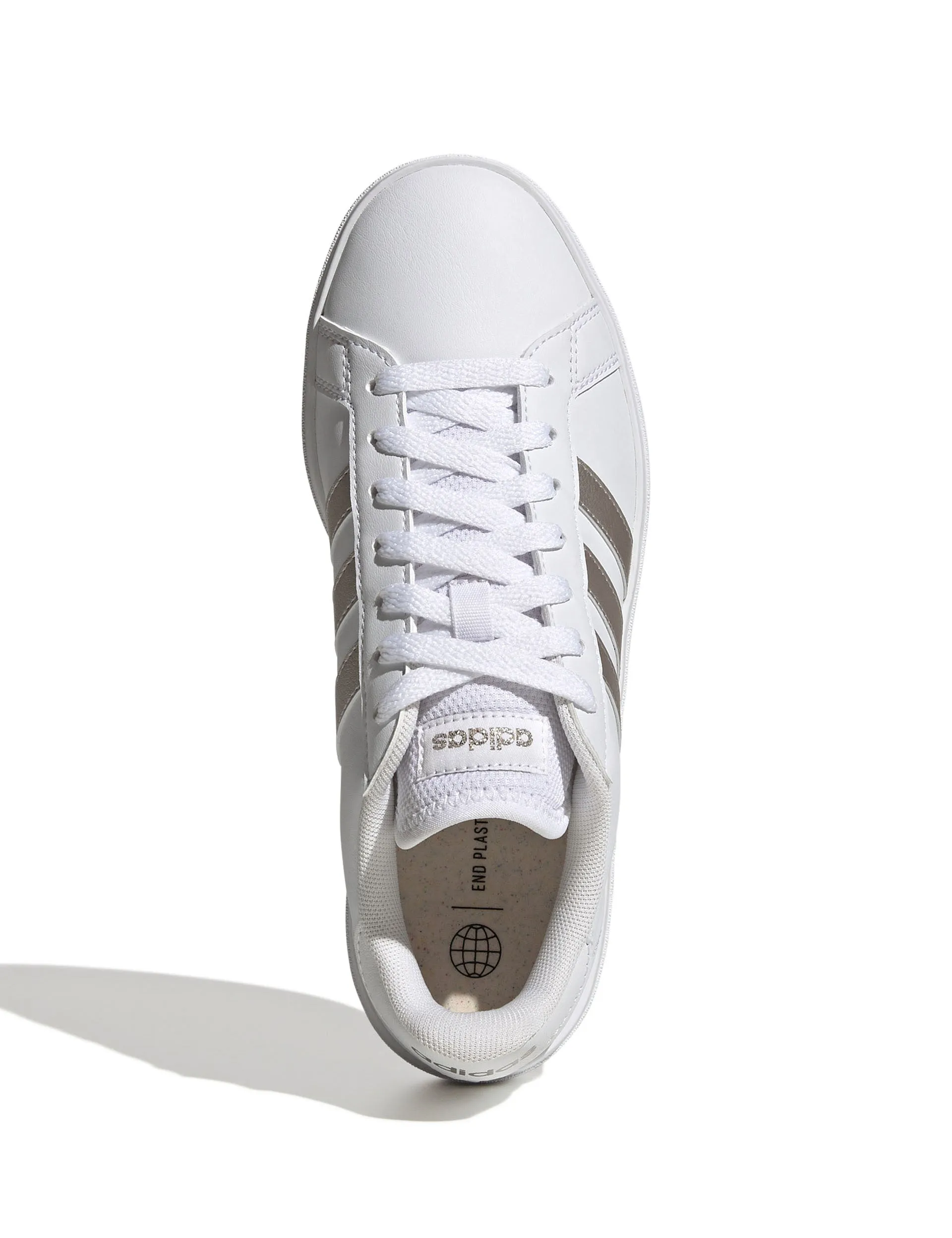 Adidas Cloudfoam Tennis Shoes Grand Court Base 2.0 Shoes - Cloud White/Platinum Metallic