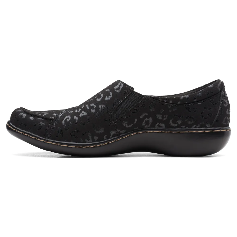 Clarks Ashland Lane Q Black/Leopard Shoe (Women's) Cool Slip On
