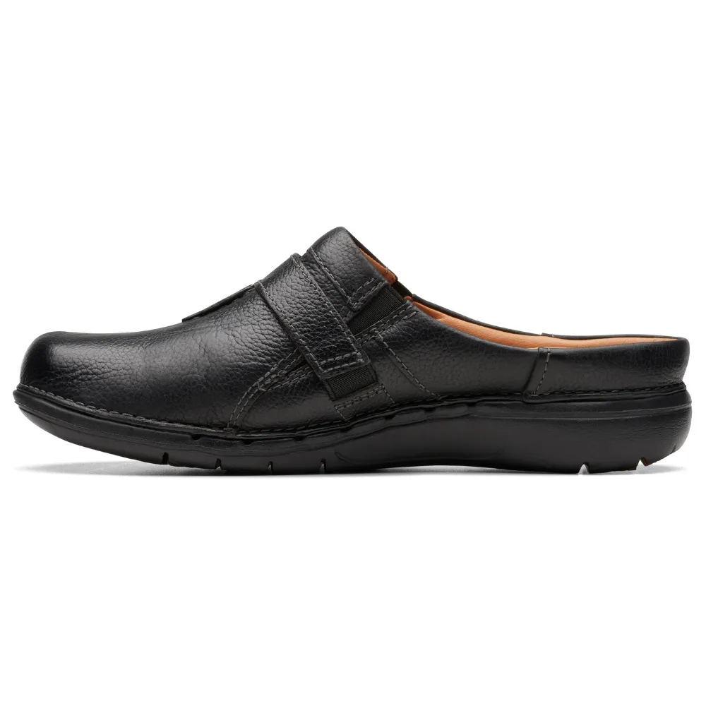 Clarks Un Loop Ease Black Leather Clog (Women's) Slip On Clog Sneakers  Slip On Sneakers  Slip On  Slip On