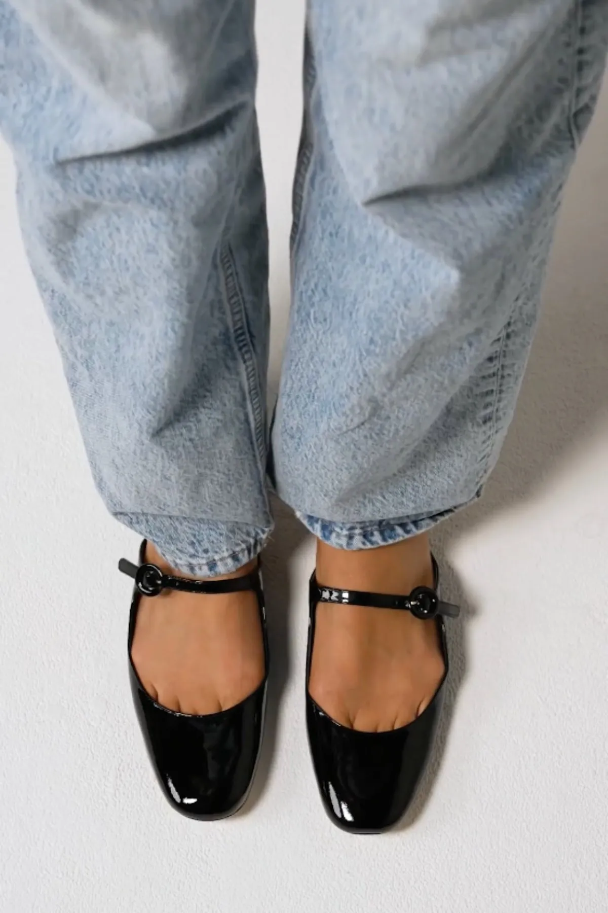 Sole-shine Rhinestone Ballet Flats Shoes Blair Flat Mule In Black Patent Leather