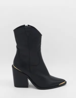 Pointed Ankle Boots Coachella western cowboy boots in black leather womens shoes