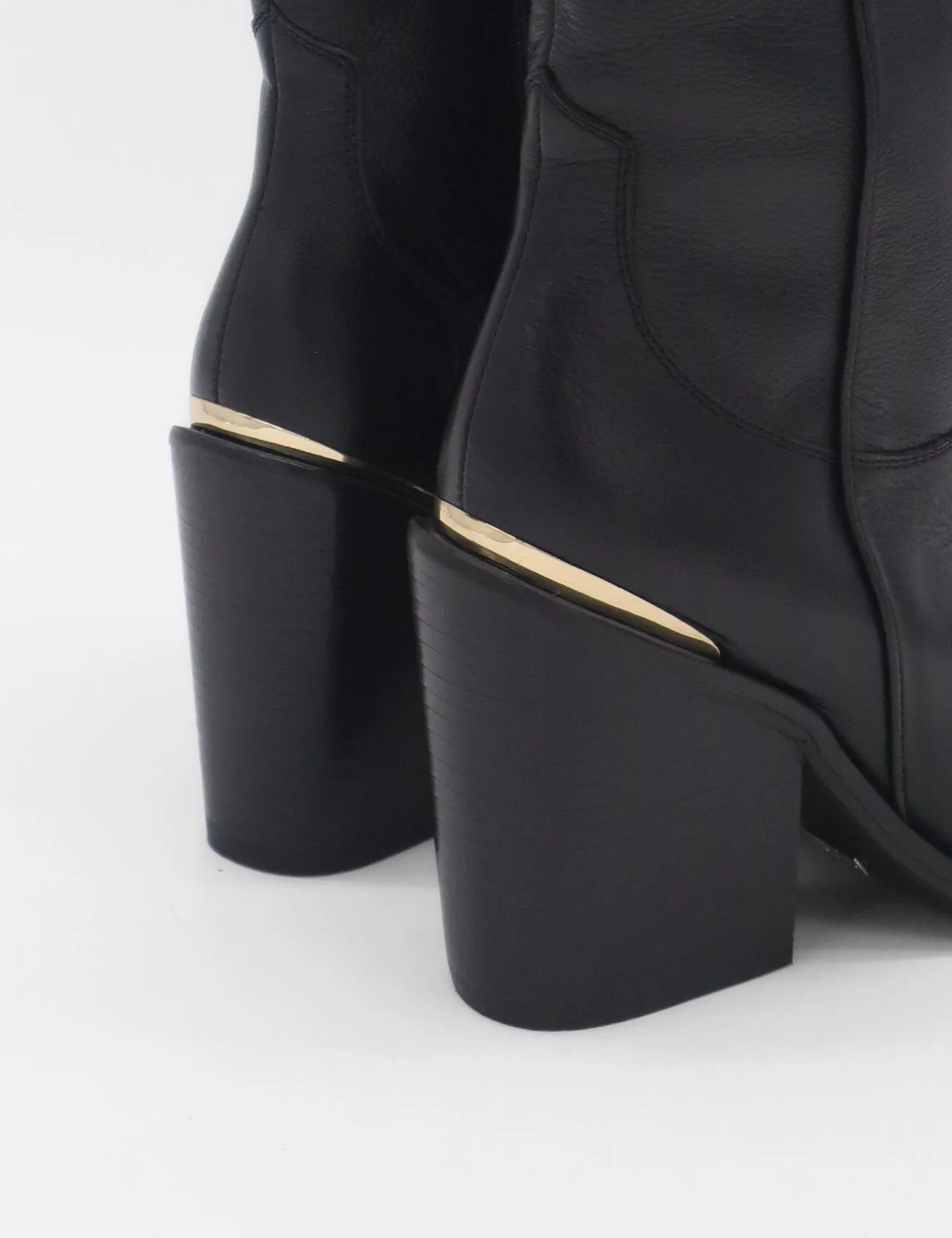 Coachella western cowboy boots in black leather womens shoes Hiking Boots For Wide Feet