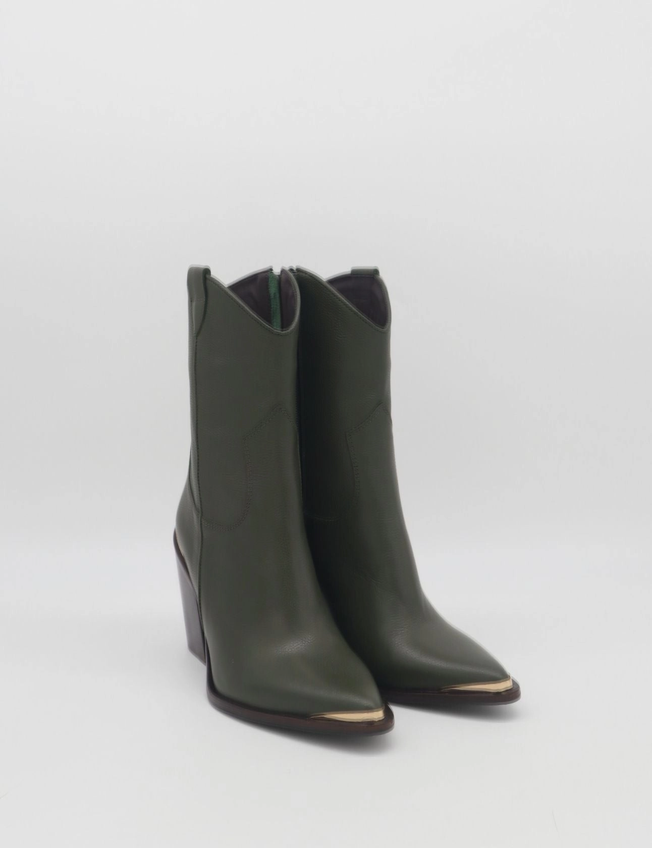 Coachella western cowboy boots in olive leather womens shoes Rocks Boots