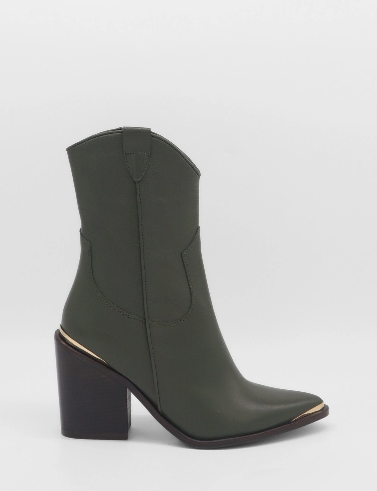 Coachella western cowboy boots in olive leather womens shoes Over The Knee Sock Boots