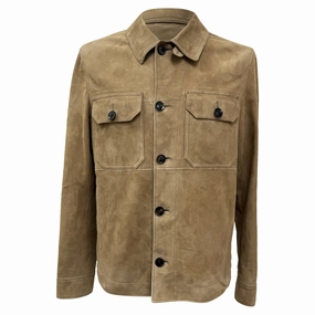 Tom Ford Buttoned Jacket with Pockets in Brown Suede Classic Tall Boots Clearance