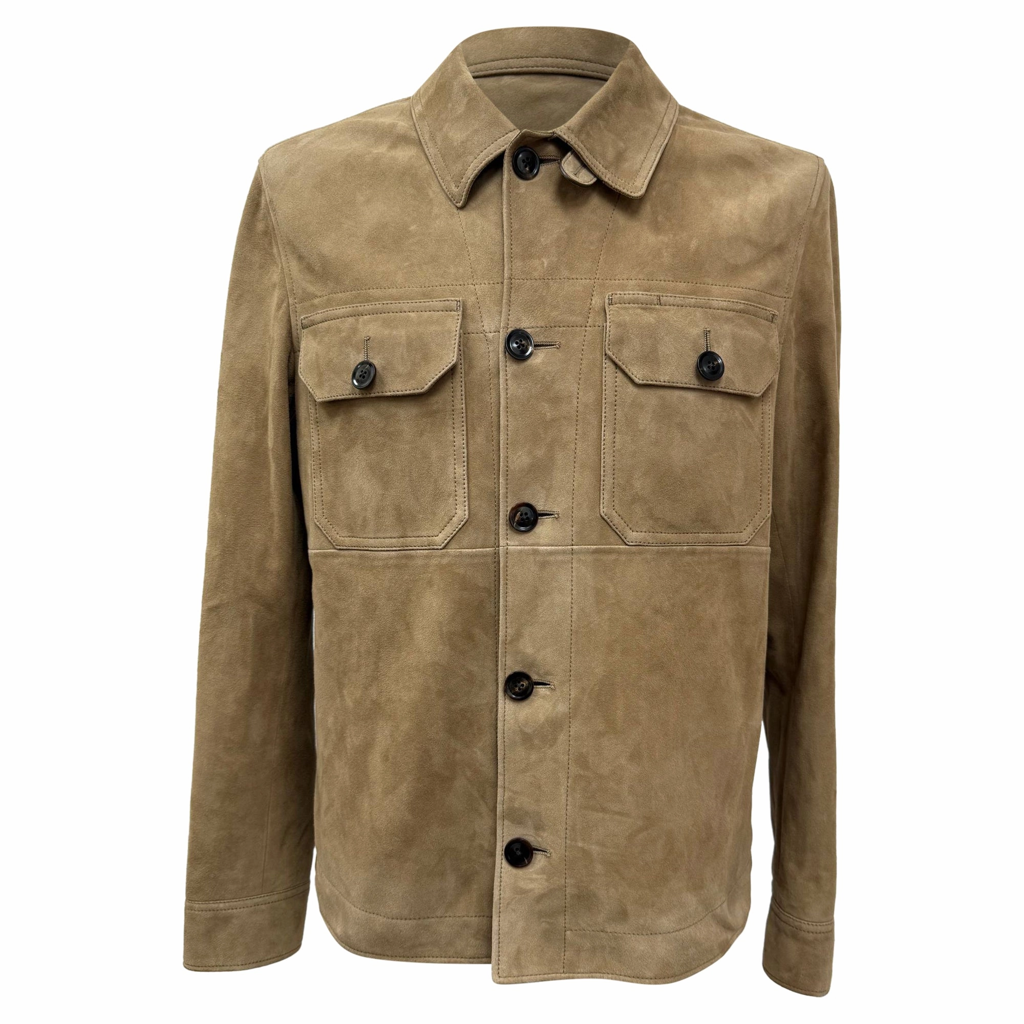 Tom Ford Buttoned Jacket with Pockets in Brown Suede Lightweight Trekking Boots