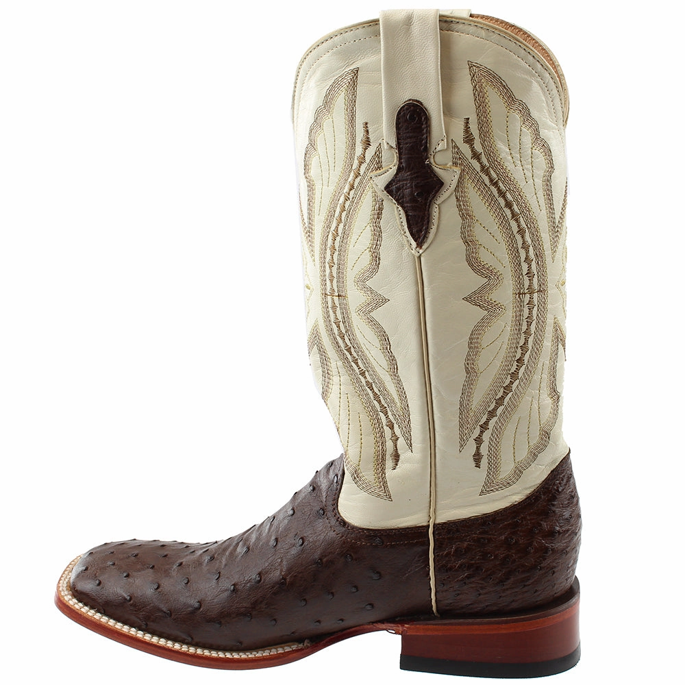 Wedge Boots Knee High Colt Full Quill Ostrich Square Toe Cowboy Boots