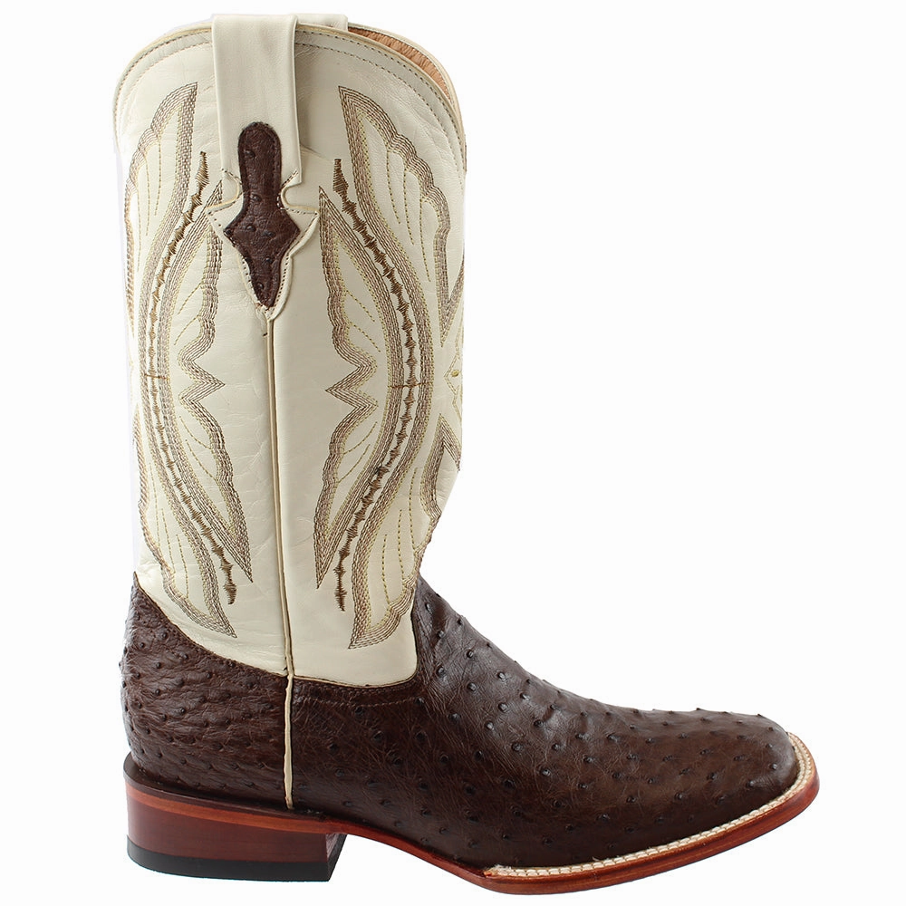 Narrow Calf Knee Boots Colt Full Quill Ostrich Square Toe Cowboy Boots