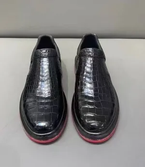 Florsheim Shoes Loafers Crocodile Shoes Preorder Crocodile Leather Loafer Shoes ,Soft Air Cushion Loafers  Increased Men's Shoes-Black, Comfortable Lightweight Slip-On Walking Shoes