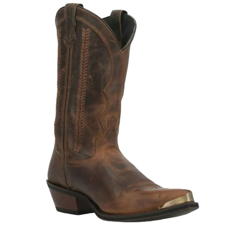 Laredo Men's Murphy Bucklace Distressed Tan Snip Toe Boots 68475 Wide Mid Calf Boots