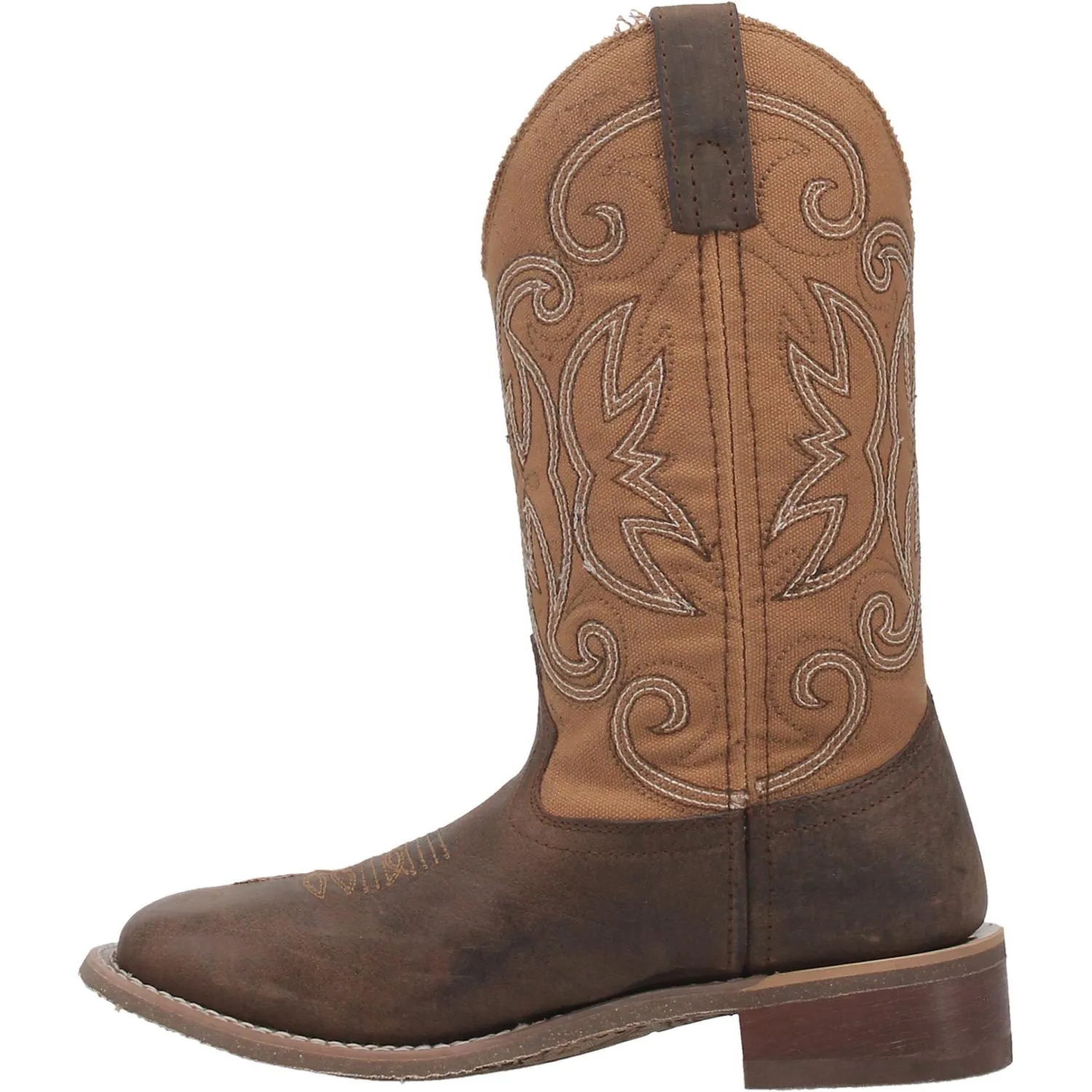 Laredo Ladies Caney Square Toe Tan Leather Western Boots 5878 Tall Flat Boots