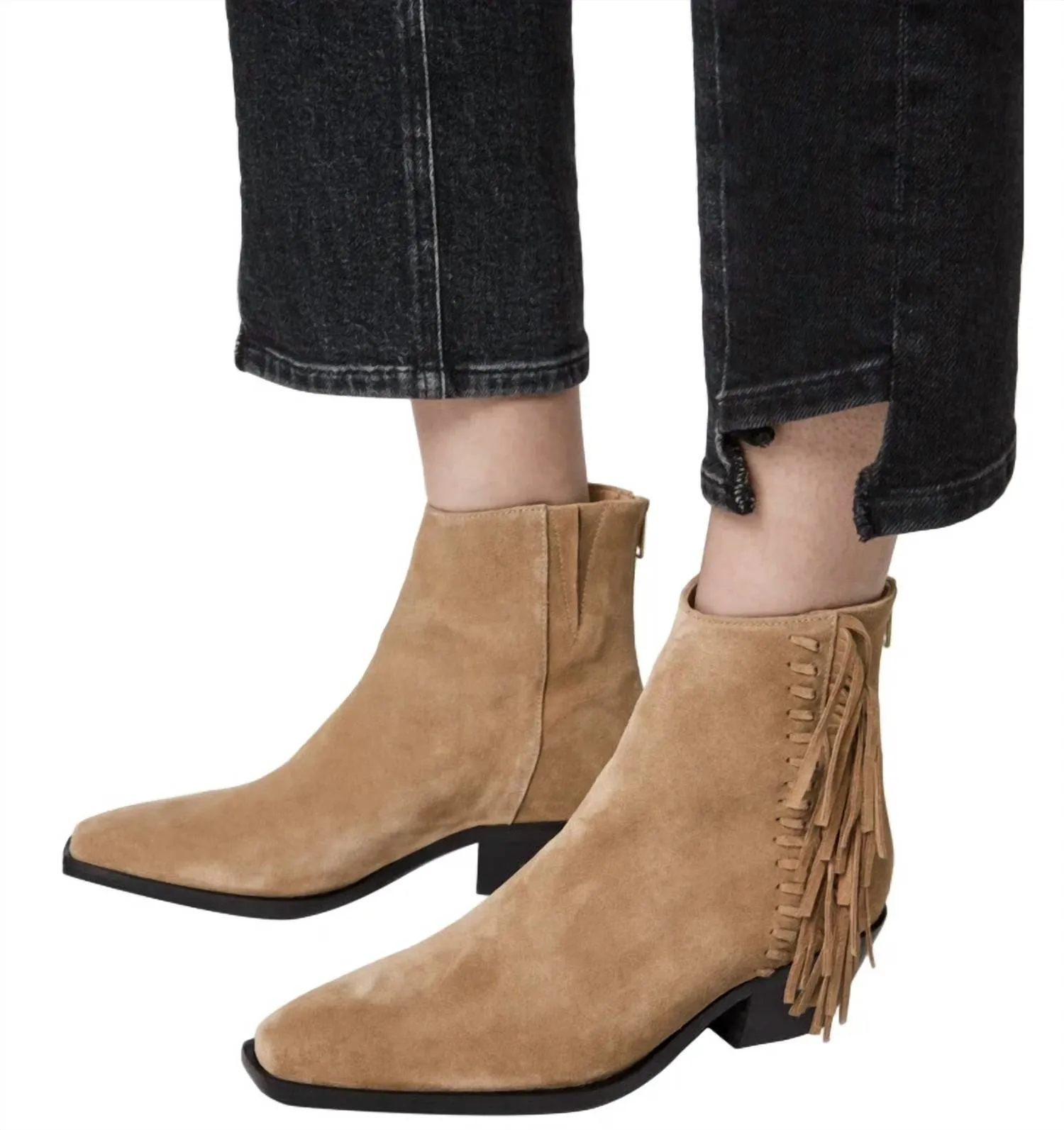 Women's Layla Suede Leather Fringe Boots In Cognac Boots For Men With Jeans