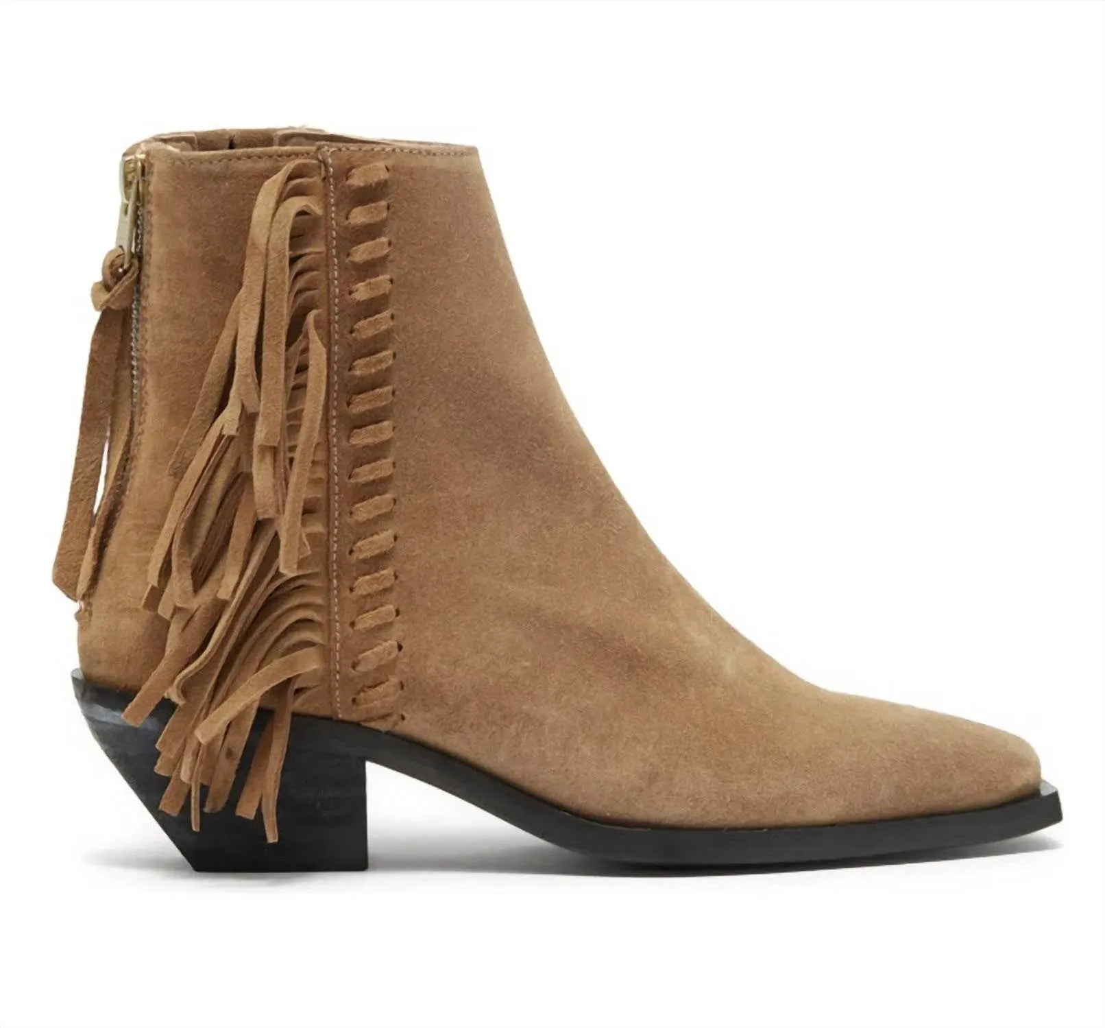 Women's Layla Suede Leather Fringe Boots In Cognac Made In The Usa Boots