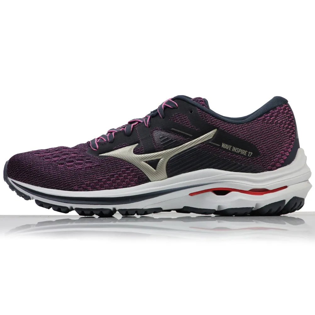 Running Shoe Cloud Mizuno Wave Inspire 17 Women's Running Shoe - India Ink/Platinum Gold/Ignition Red