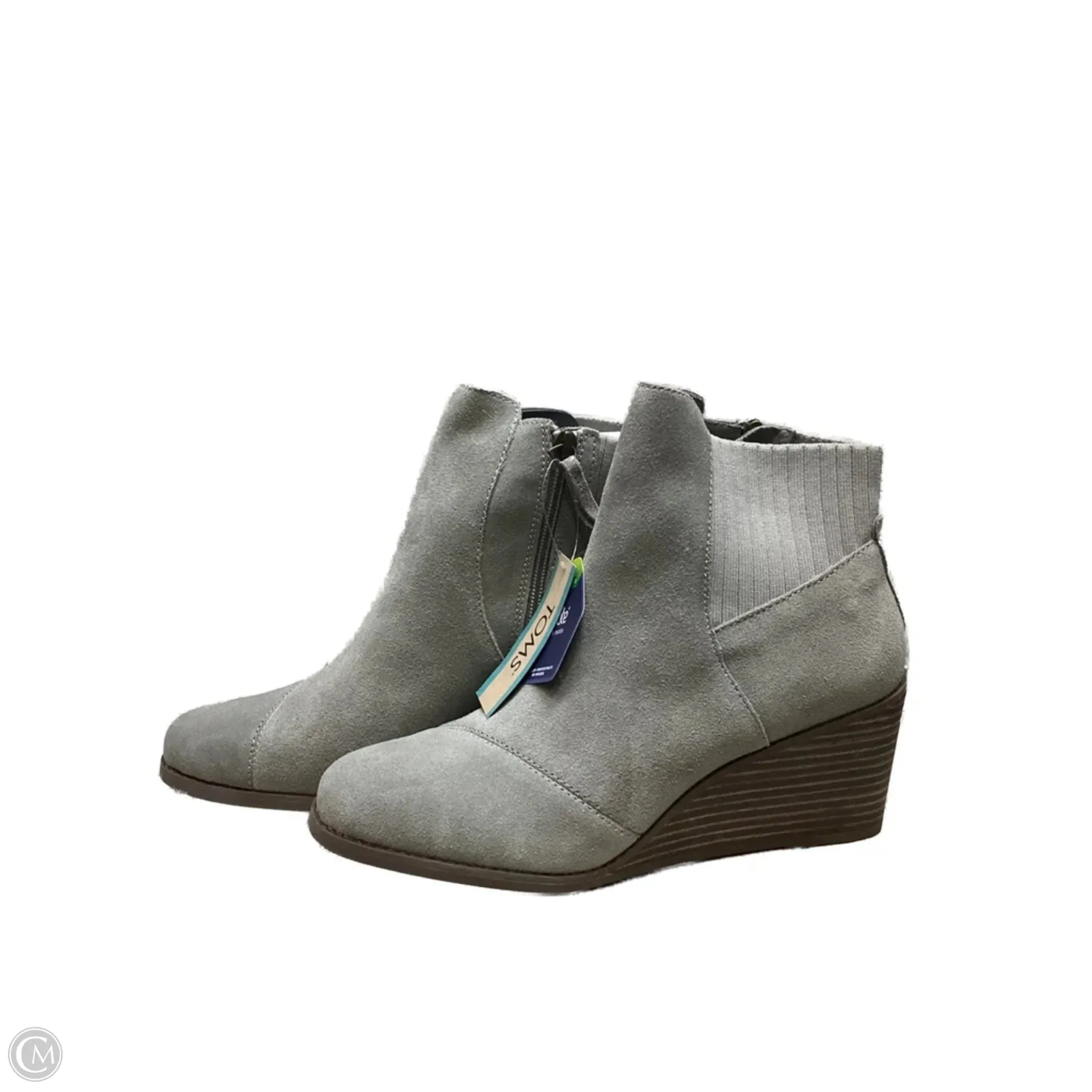 Boots Ankle Heels By Toms In Grey, Size: 9 Cowboy Ankle Boots
