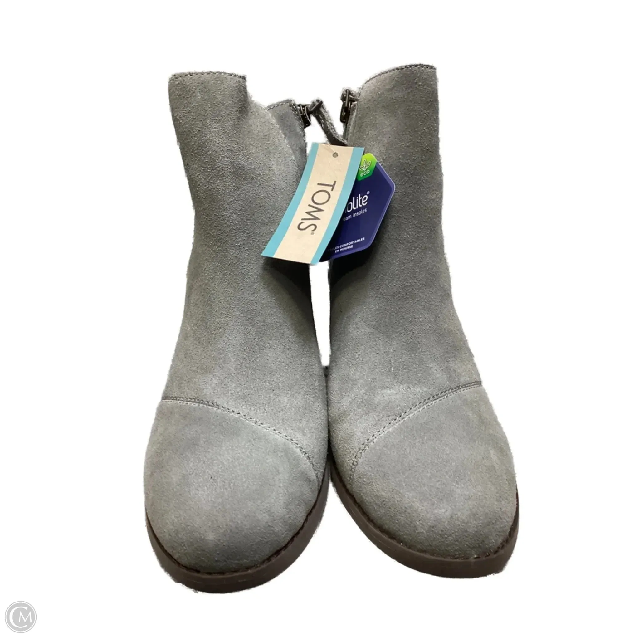 Leather Boots Ankle Boots Ankle Heels By Toms In Grey, Size: 9