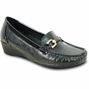 KOZI Women Comfort Casual Shoe ML3252 Wedge Slip-On Loafer Black Supernova Slip-on